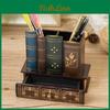 Porte-stylo pour livre Forme de bois rétro Organisateur de bureau Pour papeterie Bureau Décoration Accessoires Boîte de rangement multifonctionnel Cadeau pour enfants