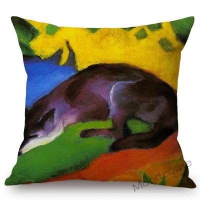 Expressionism Artwork Blue Horses Fox Cubism Animals Abstract Oil Painting Franz Marc Sofa Decorative Pillow Case Cushion Cover