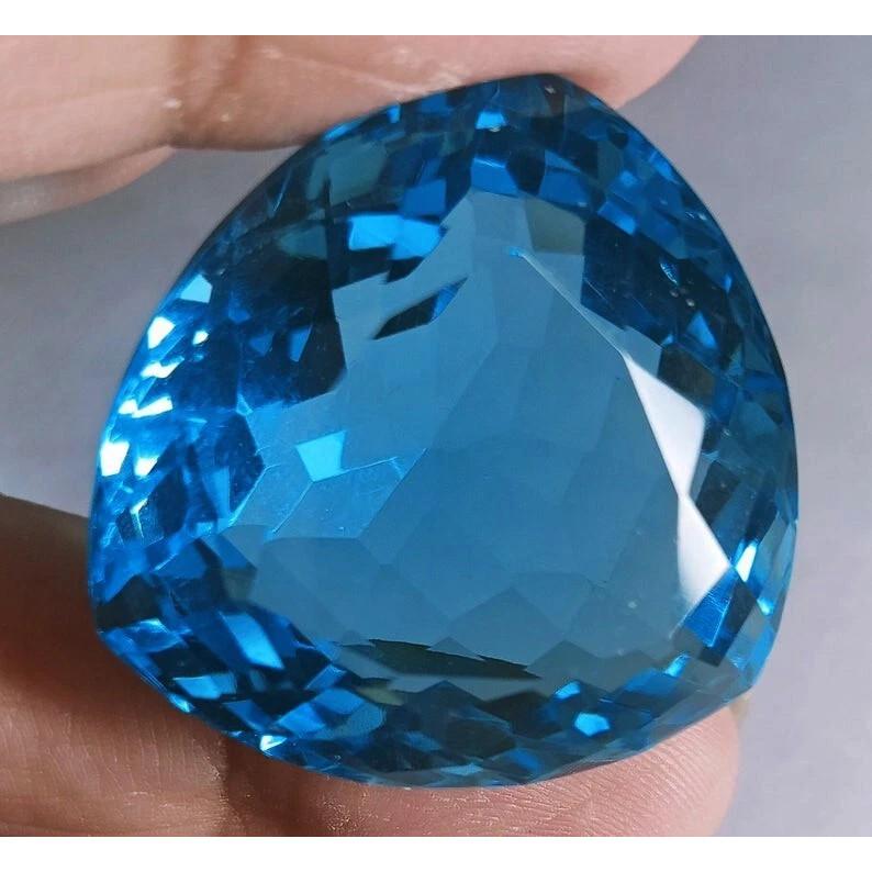Blue Topaz Large Swiss Brazilian Trillion Cut 85+ Ct Stunning Gemstone