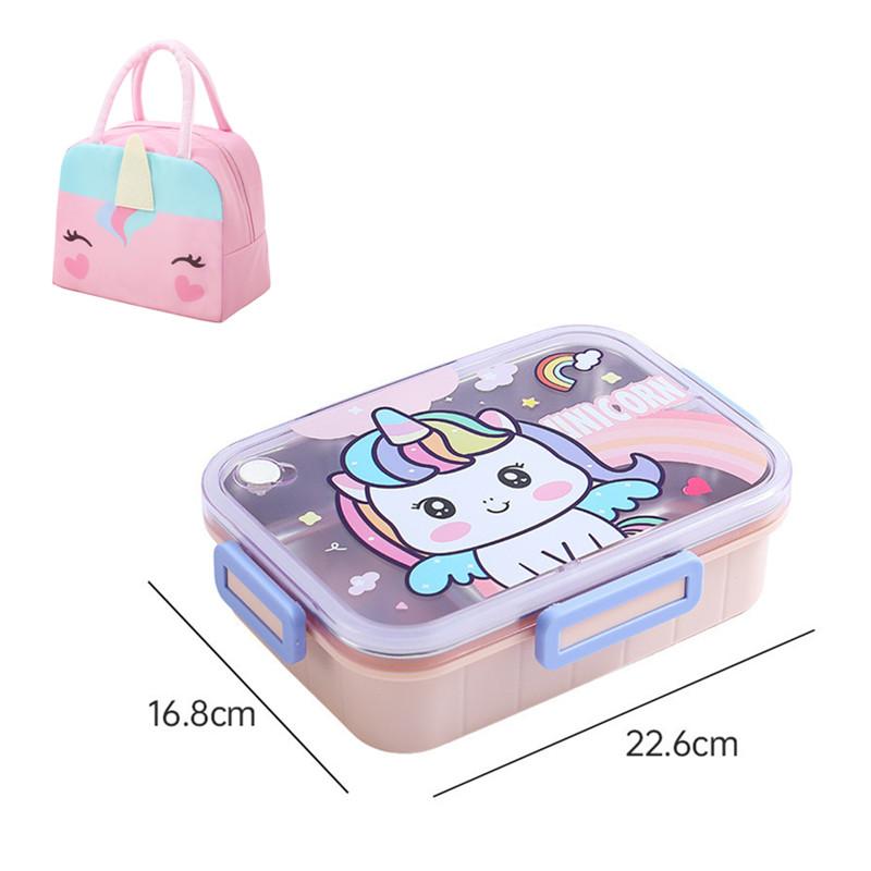 800ml Cartoon Stainless Steel 304 Lunch Box With Spoon Kids Leak-Proof Bento Box Student School Office Food Container