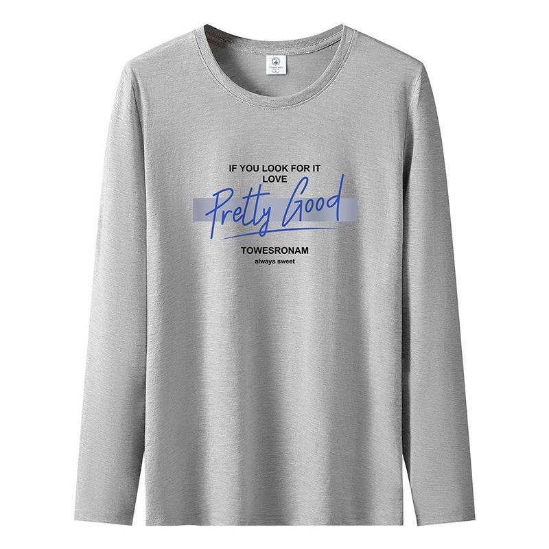 

Футболка с длинными рукавами Pretty Good Pattern Mens Pure Cotton Man Casual Pullover S-5XL S светло-серый