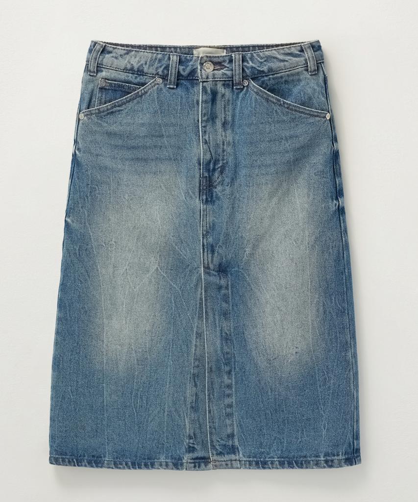 Seteo (W) Maradi Denim Midi Skirt Crinkle Washed Blue