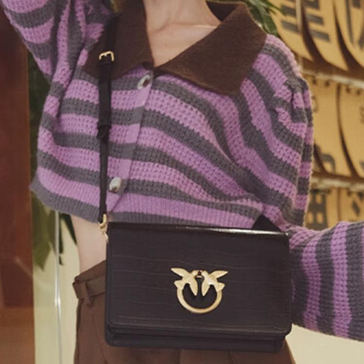 New PINKO Cowhide Leather Swift Bag Shoulder Bag Crossbody Bag Mini Women's Black 1P22VW-A051-Z99G