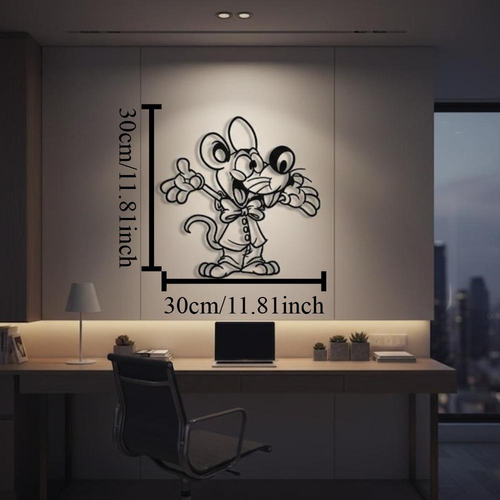 

Minimalist Metal Mouse Wall Art, Happy Animal Design for Kids Room, Cute Home Decor