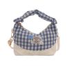French Floral Lace Cloud Bag Hand Bag New Summer Fresh Plaid Splicing Chain Messenger Bag Single Shoulder