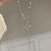 Luxury Vintage Star Compass Necklace Sparkling Full Diamond Fish Scale Layered Cross Tassel Collarbone Chain for Women