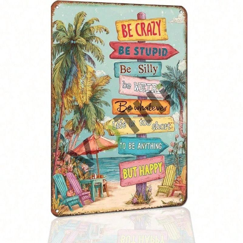 

Metal Wall Art Vintage Tropical Surfboard Poster Beach Room Decor
