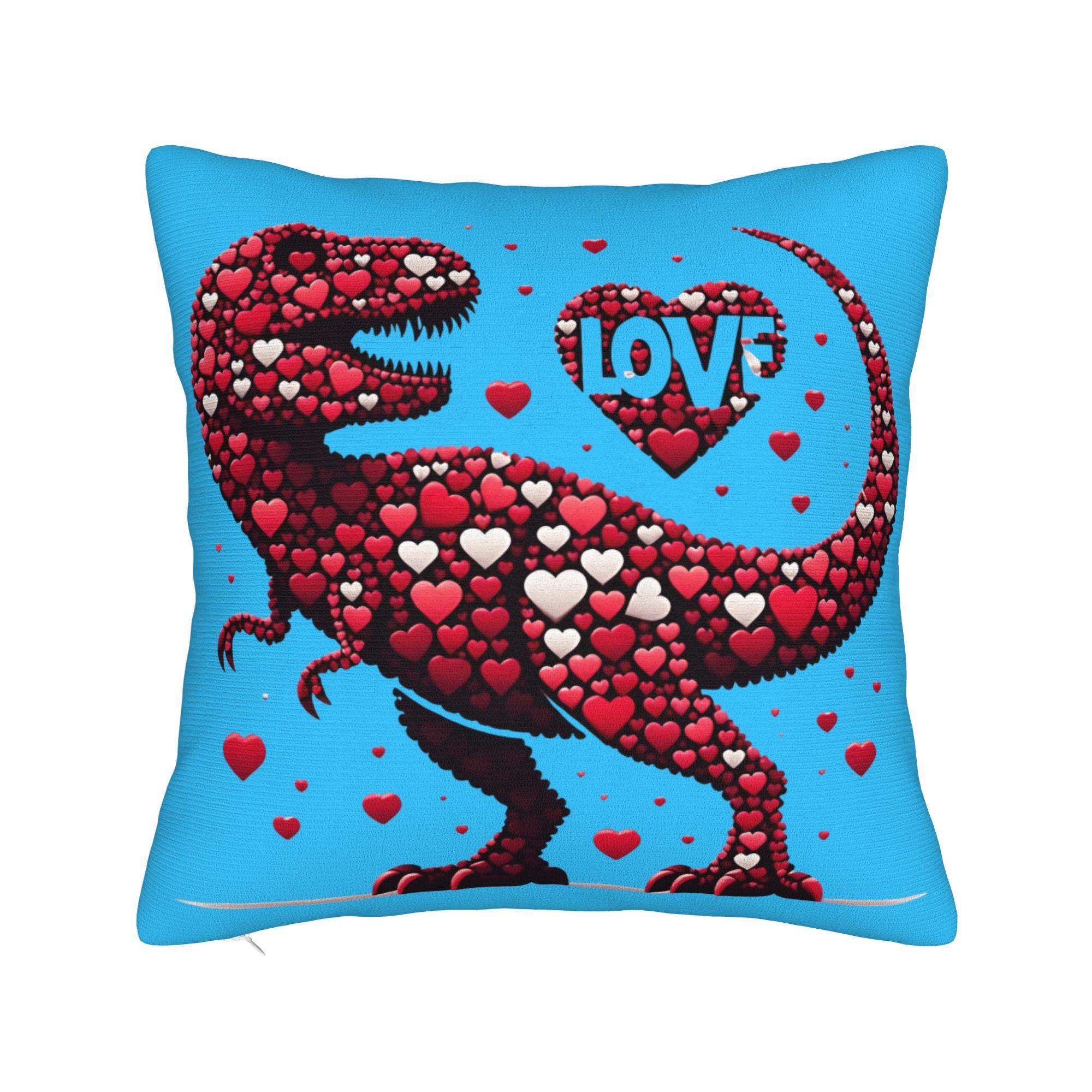 valentines day dinosaur i steal hearts Pillow Cover Soft Cushion Cover Vintage Pillow Case For Living Room Chair 30cmx30cm