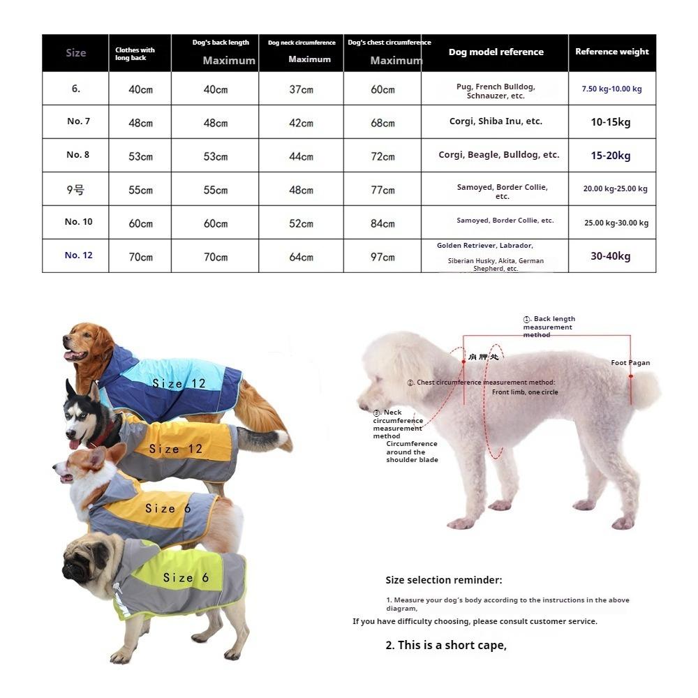 Waterproof Dog Raincoat Outdoor Pet Jacket for Large Breeds Golden Retriever All-Weather Dog Coat Pets Dog Costume Pet Clothes