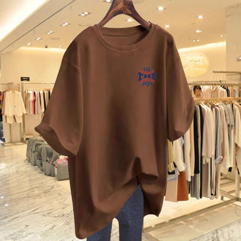 

Женская летняя белая футболка с коротким рукавом свободного кроя с принтом XXL кофейный