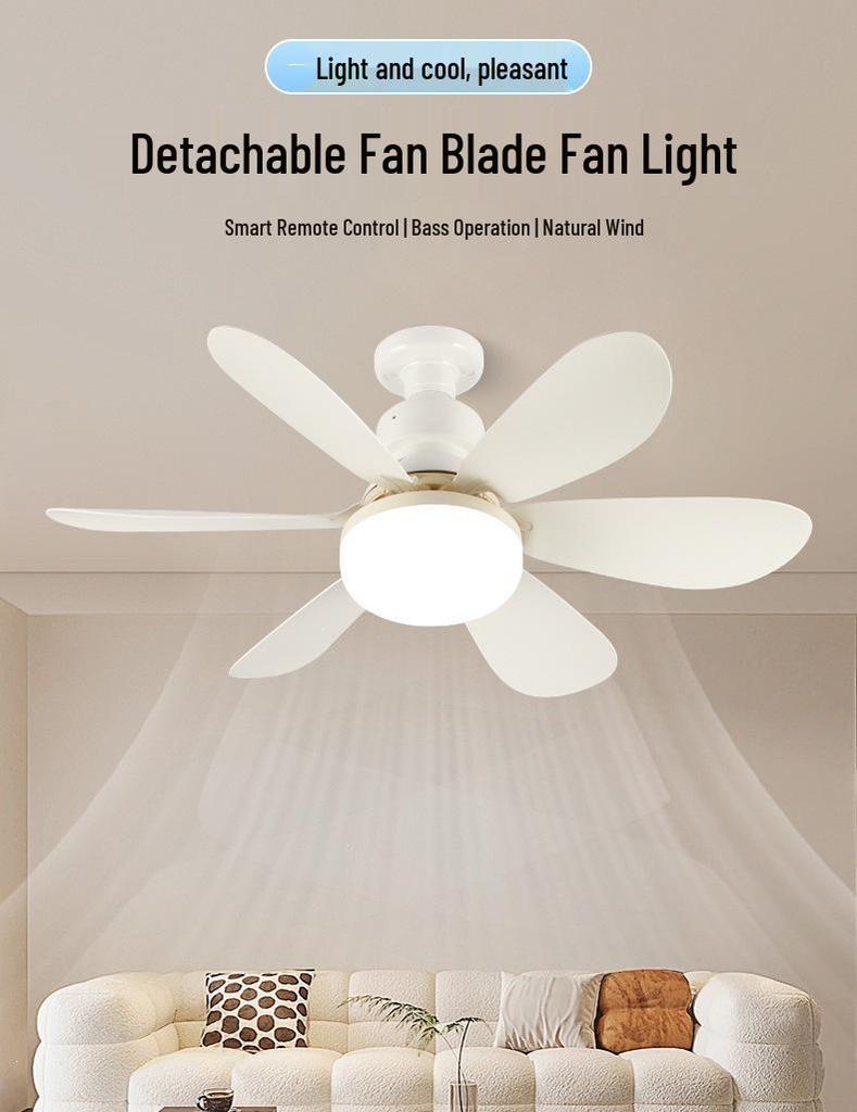 Smart Silent Ceiling Fan Light with E27 Base & 3-Color Dimming