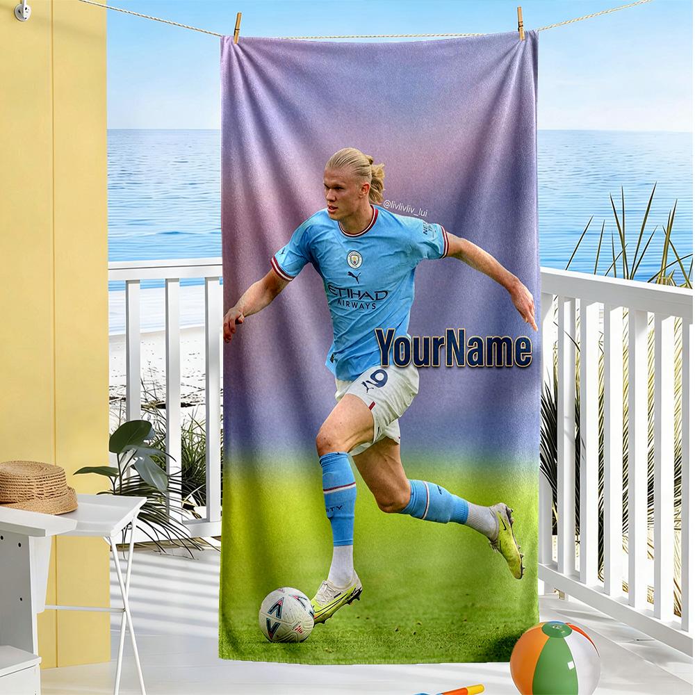 Haaland Personalized Text Beach Towel High Absorbency & Quick-Dry Ideal for Travel Outdoor Swim Pool Yoga Surf Camping Hiking Gym Gift Holiday