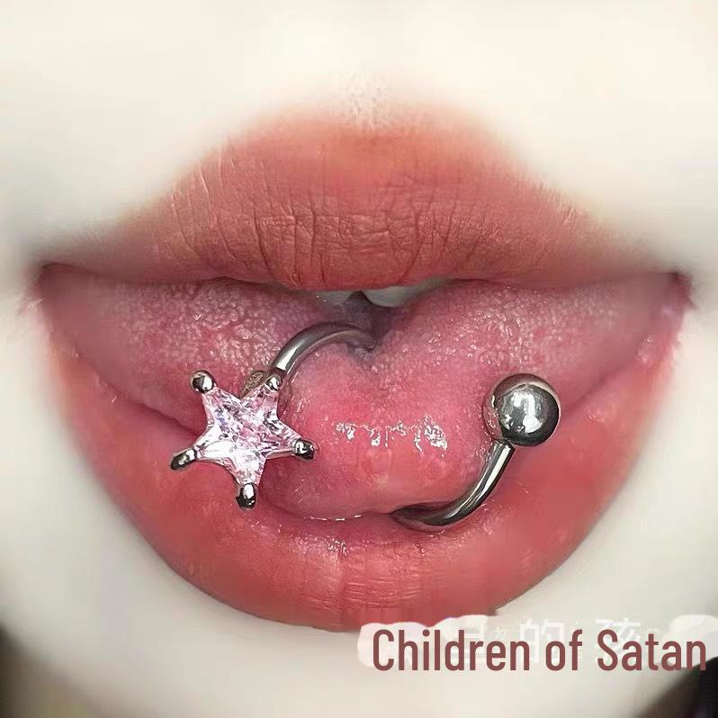 

S-образный язычок из титановой стали «Дитя Сатаны» розовый