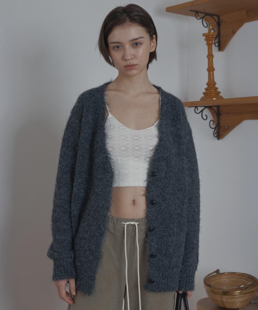 Poetseoul Hairy Over Cardigan_Charcoal