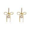 French Style Elegant Pearl Bowknot Long Dangle Earrings Fashion Jewelry For Women