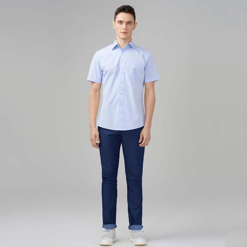 YOUNGOR Men s Wrinkle-Free Short-Sleeve Shirt GSNP19001IJA 42