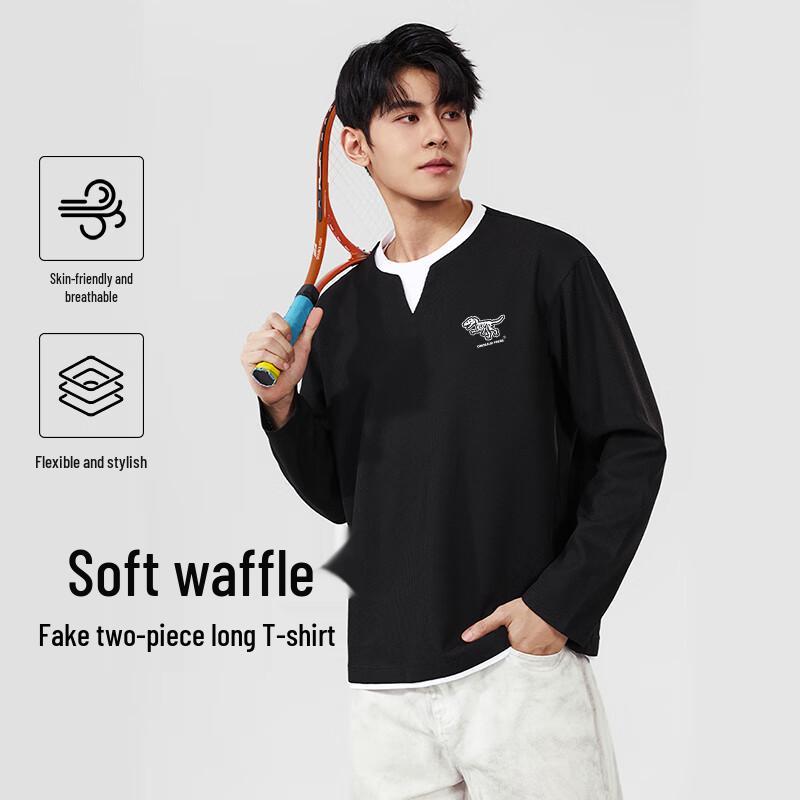 Baleno Men's Waffle Knit Faux Layer Long Sleeve T-Shirt