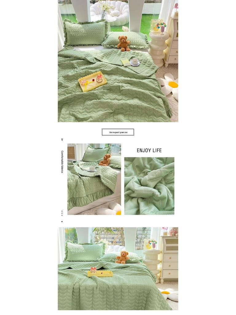 Pleated Cream Style Summer Quilt: Lightweight, Solid Color for Air Conditioning