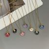 Colorful Shell Pendant Necklace Imitation Pearl Fashion Women Neck Zircon Golden Color Link Chain Zircon