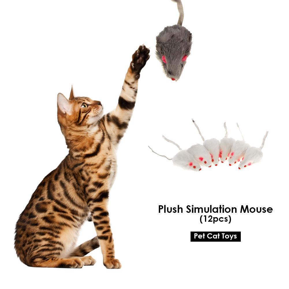 12pcs Furry Plush Mouse Eco-friendly Rat Interactive Toys Non-toxic Catmint Lightweight Soft Cute Training Game Cat Supplies