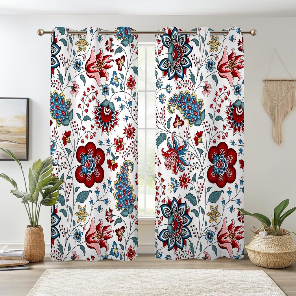 Botanical Floral Curtains Plant Peony Flowers Window Bedroom Thermal Insulated Living Room Drapes Curtain Light Blocking Polyester Ideal For