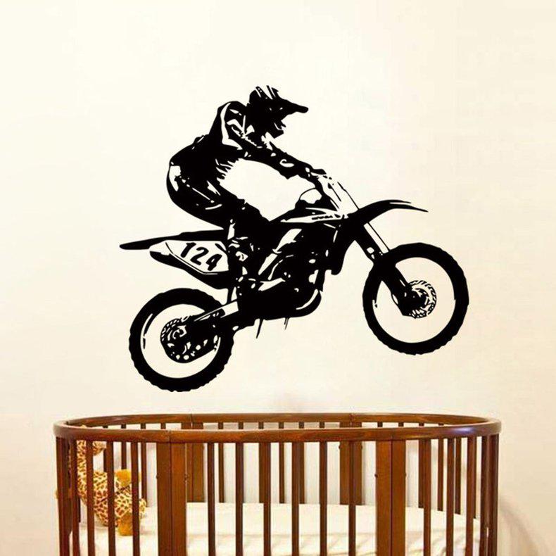 Buy Dirt Bike Racing Biker Extreme Sport Wall Sticker Creative ...