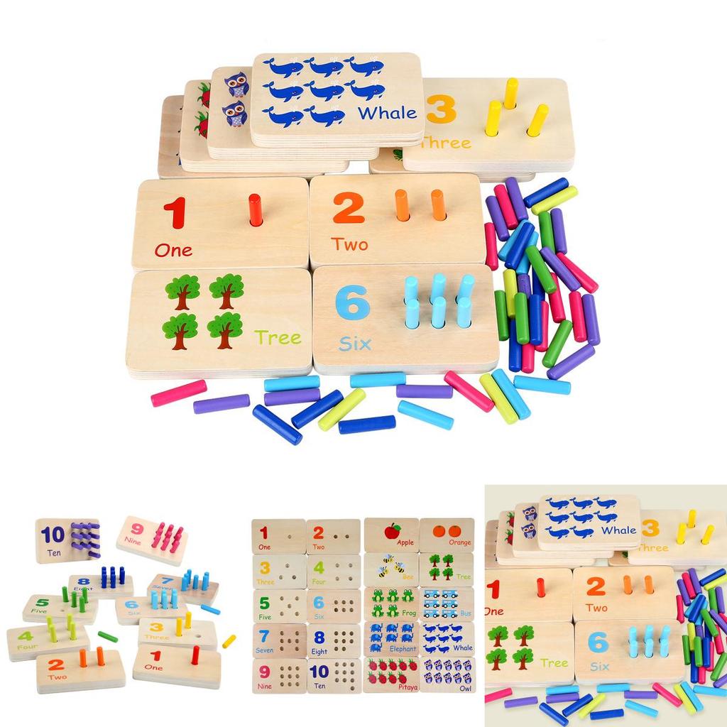Wooden Montessori Math Learning Stick Color Recognition Matching Board Educational Toy For Early Childhood