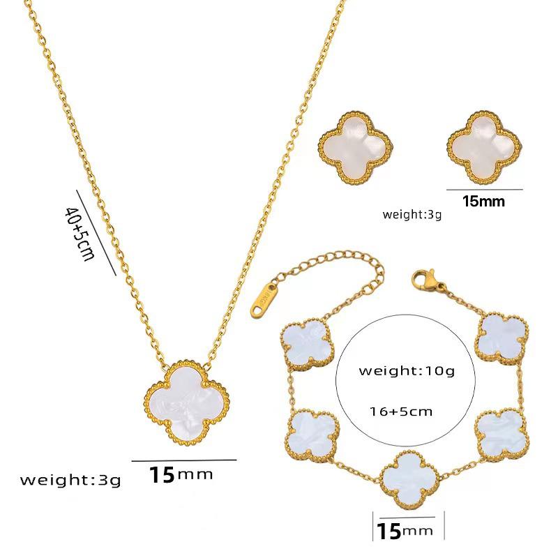 Trendy Clover Bracelet: Women's Korean Simple Design with Mother-of-Pearl and Titanium Steel, Featuring Five Floral Motifs.