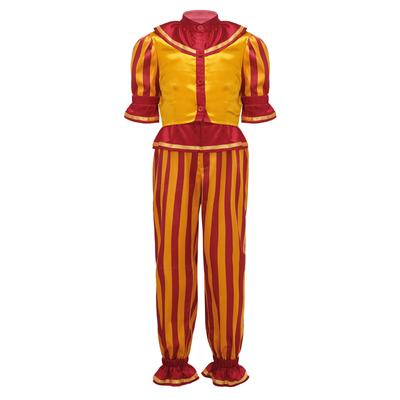 Kids Circus Clown Gestreepte Halve Mouw Button Down Tops met Lange Broek Cosplay Halloween Kostuums