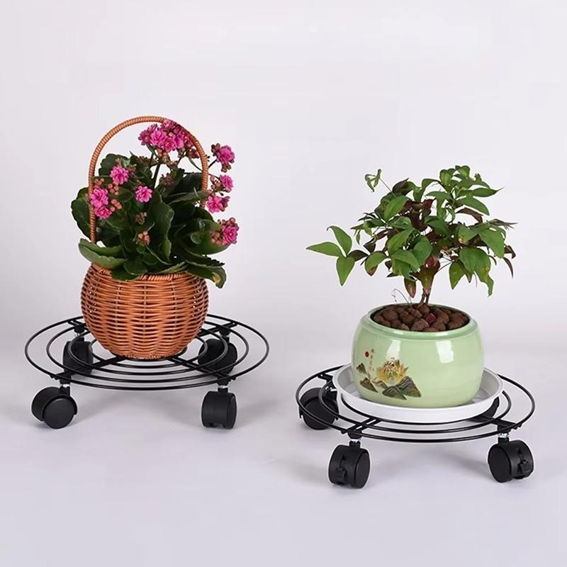 Plant Stands Indoor Metal Flower Pot Stand Heavy Duty Plants Holder With Four Wheels Plant Mobile Trolley For Corner Gardening