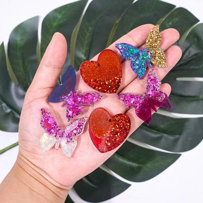 Heart Butterfly Shape Earring Pendant Silicone Mold DIY Creative 6 Holes Keychain Uv Epoxy Resin Mold Jewelry Making Accessories