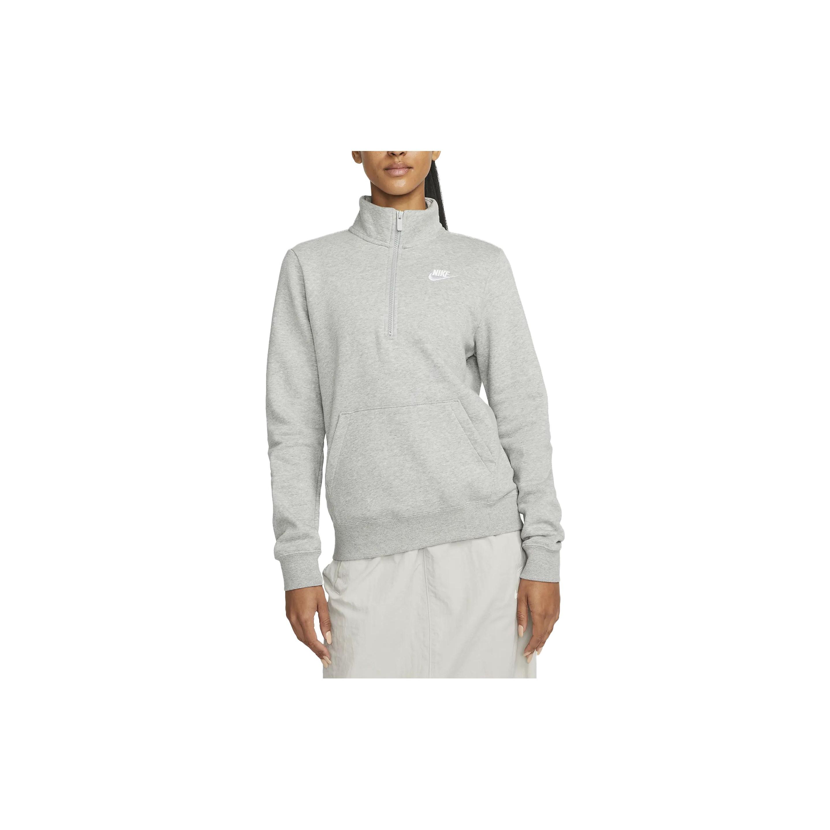 

Nike Solid Color Stand Collar Half Zip Casual Long Sleeve Sweatshirt Women Sweatshirt Gray DQ5839-063