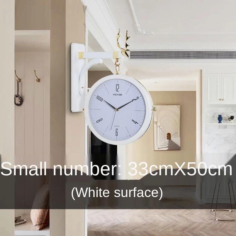 Double Sided Round Wall Mount Station Clocks Watchs Double Face Wall Clock Vintage Retro Home Decor Metal Frame Glass Dial Cover