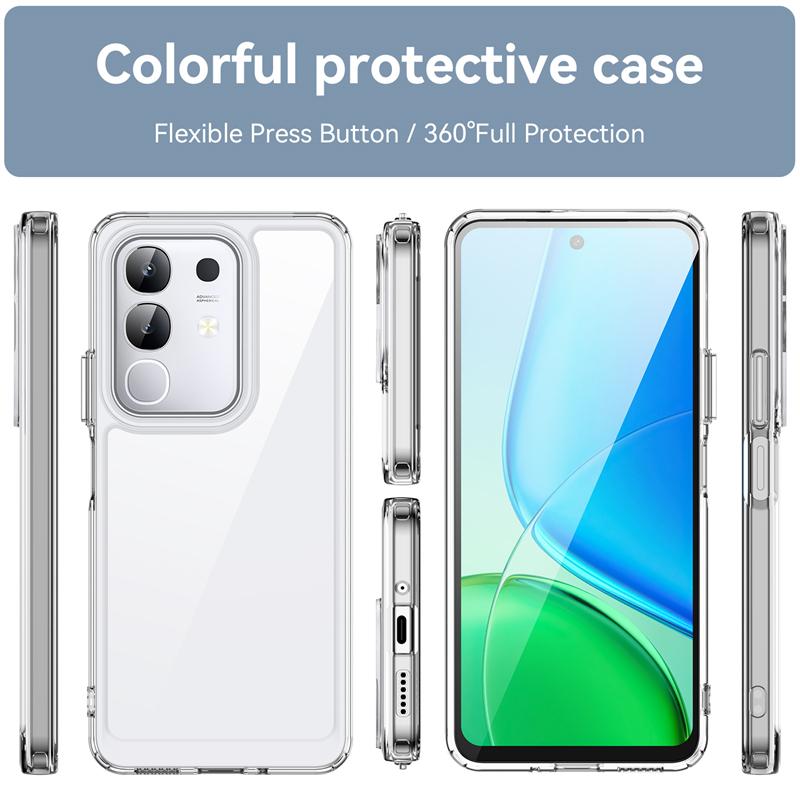 Transparent Case For Vivo T4x Case Anti-knock Silicone Colorful Full Back Cover For Vivo T4x 5G Case For Vivo T4x 5G 6.72 Inch