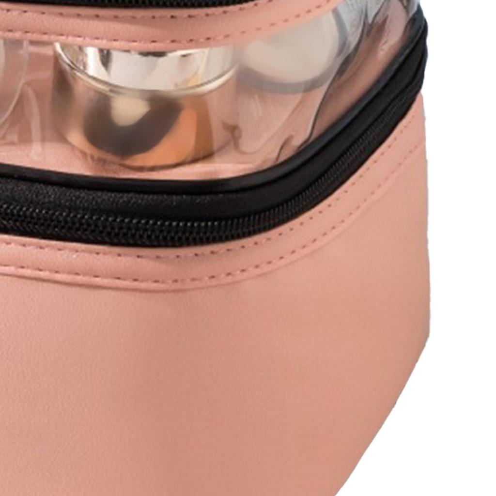 Double Layer Makeup Bag with Smooth Zippers Comfortable Handle Waterproof Sealed Travel Cosmetic
