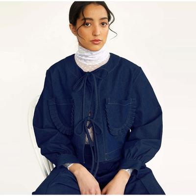New Fashion Women Denim Jacket Long Sleeve Tie-Up 2025 Spring Autumn Casual Jacket Streetwear with Pockets Skin Friendly Loose Shirt Tops