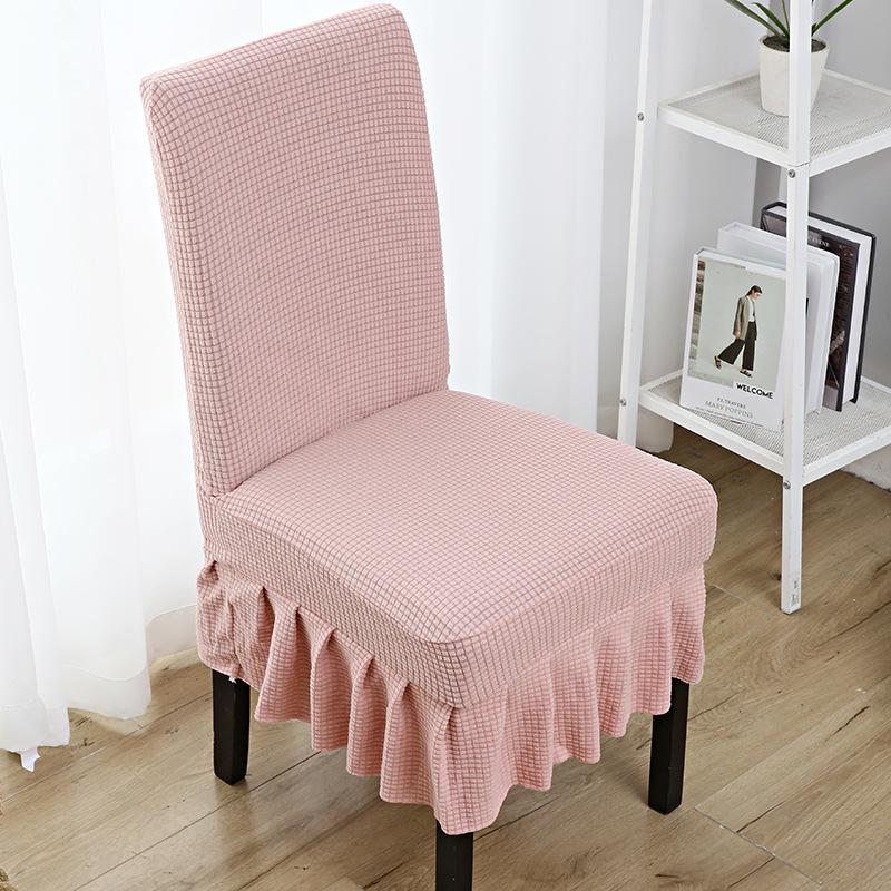 Thickened Corn Velvet Chair Cover Dining Chair Cover Simple Hotel New Skirt Seat Cover Knitted Chair Cover Joint