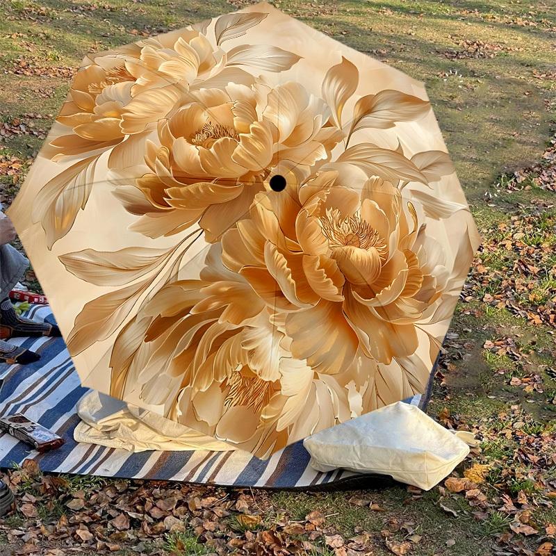 1 Stück Regenschirm mit Blumenmuster - 8 Speichen verstärkt, Automatik-Öffnung, Leicht & Langlebig, Niedliches Modeaccessoire für Draußen - T204
