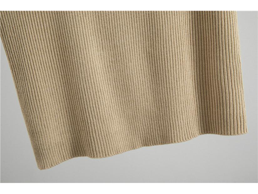 Women's Autumn Winter Knitted Three-Piece Set: Sleeveless Vest, Cardigan Sweater, Midi Skirt.