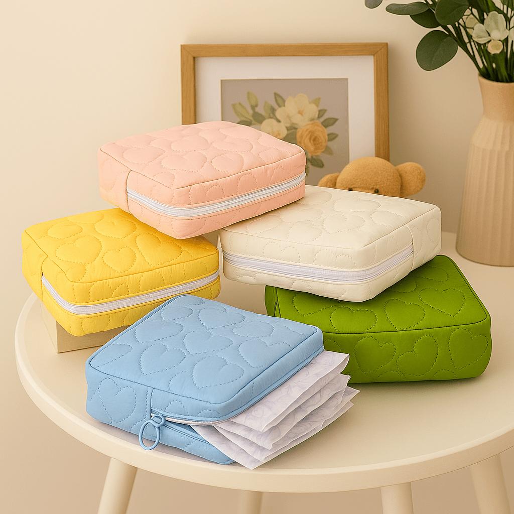 1pc Cute Mini Cosmetic Bag Lipstick Makeup Storage Pouch Sanitary Napkins Storage Bag Travel Portable Organizer Bag