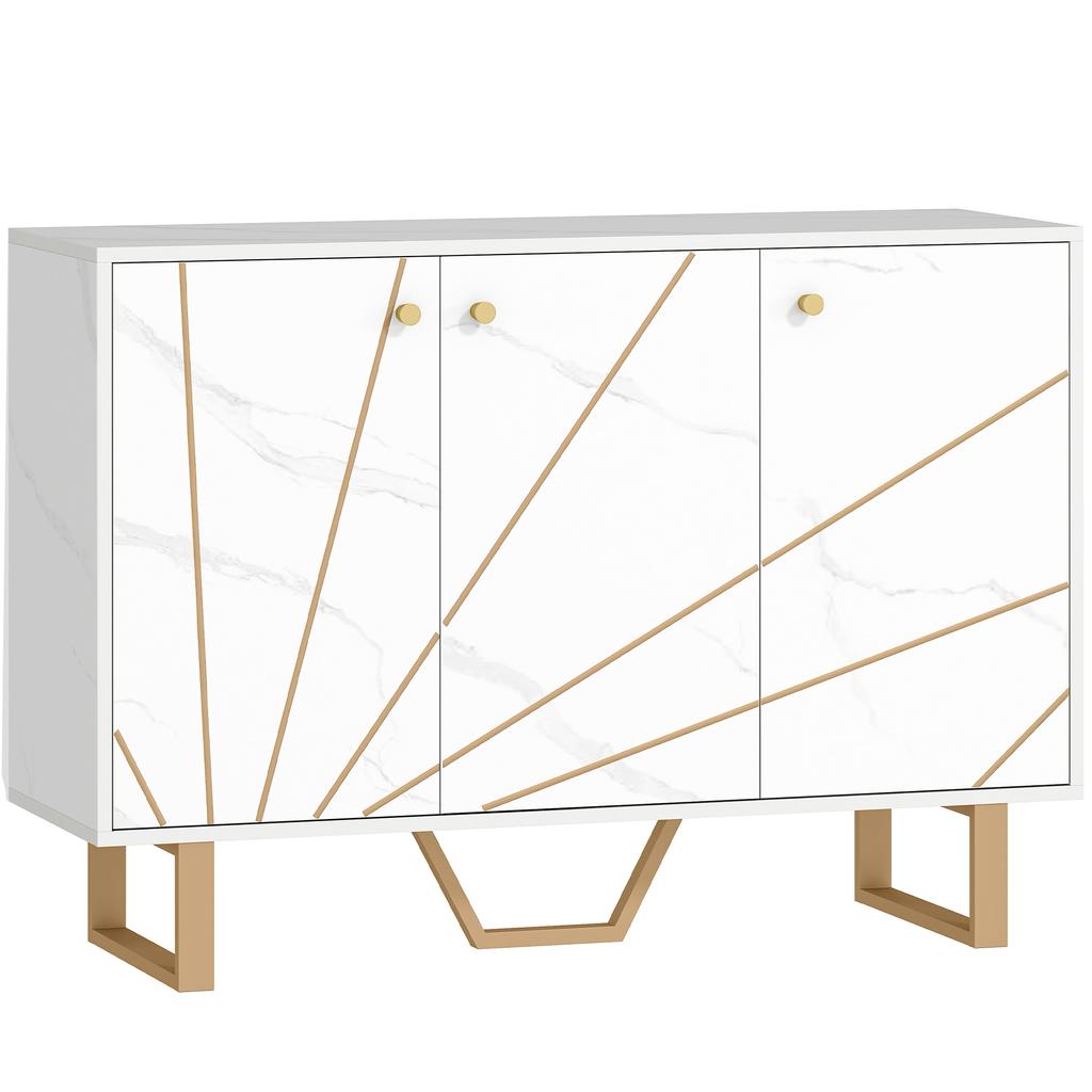 Sideboard Storage Cabinet, Modern Storage Cupboard with Adjustable Shelves and Metal Legs for Living Room, Kitchen, Dining Room, Entryway