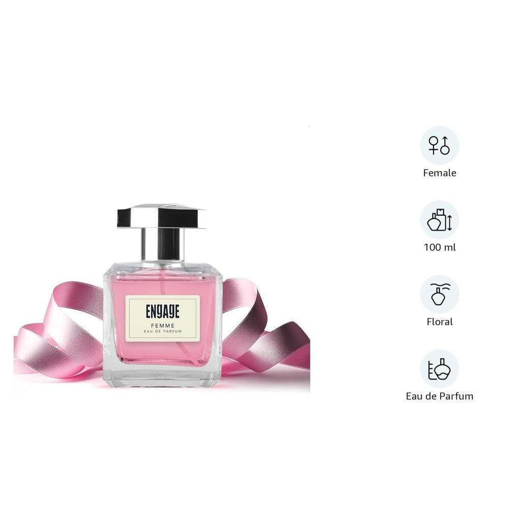 Engage Femme EDP parfém pro ženy 90 ml, citrusový a květinový, prémiová dlouhotrvající vůně, šetrná k pokožce, vůně pro každý den