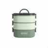 Lunch Box Isotermica, Bento in Acciaio Inossidabile 304, Adatto al Microonde, Doppio Scomparto, Cucchiaio Blu