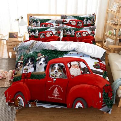 Santa Claus Bedding Set Duvet Cover Set Fashion Quilt Cover Boys Girls Bed Set Christmas Decorations Bedroom Hotel Bedding Set