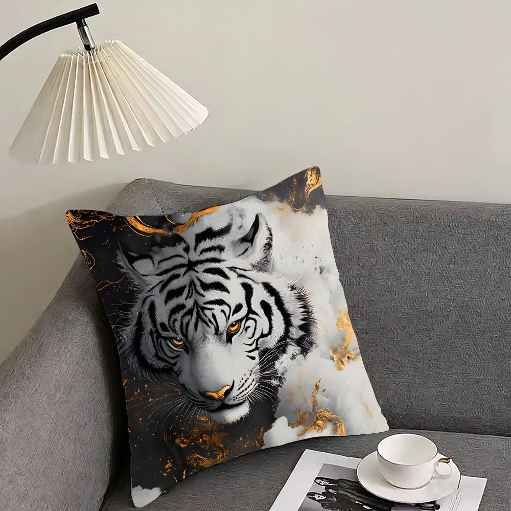 White Tiger Cool Cushion Cover Pillowcase Ultra Soft Skin Friendly Fabric Cloud Like Comfort  Concealed Zipper