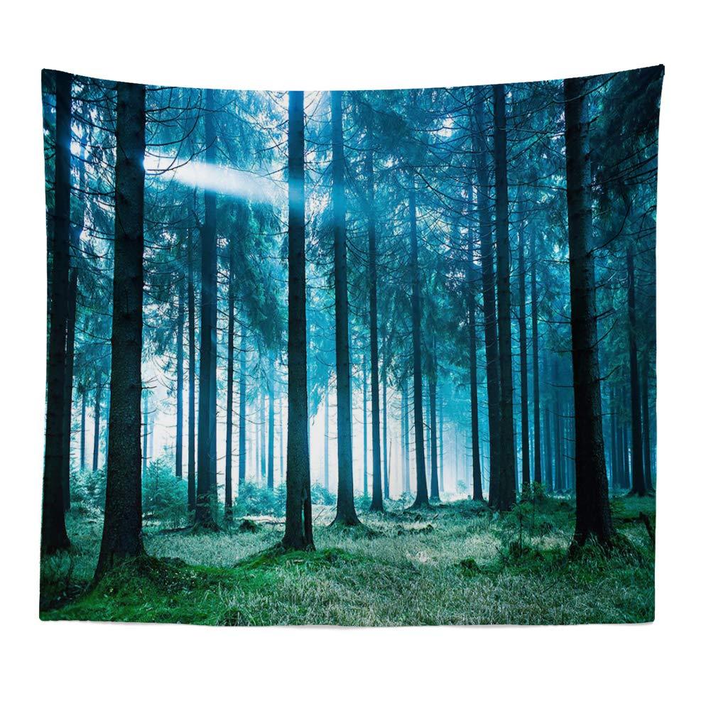 VIKAMA Nordic Misty Forest Tapestry Blue Pine Tree Wall Hanging for Bedroom Dorm Minimalist Decor Tapestry 74x94cm(29x37in)