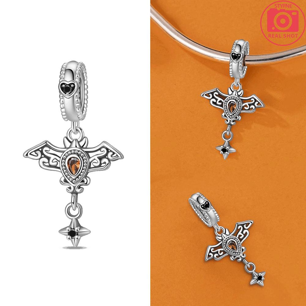 

Authentic copper Black Butterfly Pendant Glowing Pumpkin Red Ghost Hat Bead Charms Compatible With Bracelets Women Jewellery Fine Gift Diy