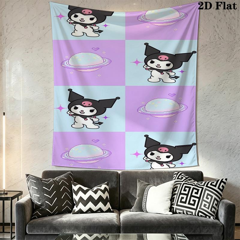 Kuromi Purple Berry Cute Print Tapestry Wallmounted Background Cloth Wall Decoration Home Decor Homestay Soft Decoration Tapestry