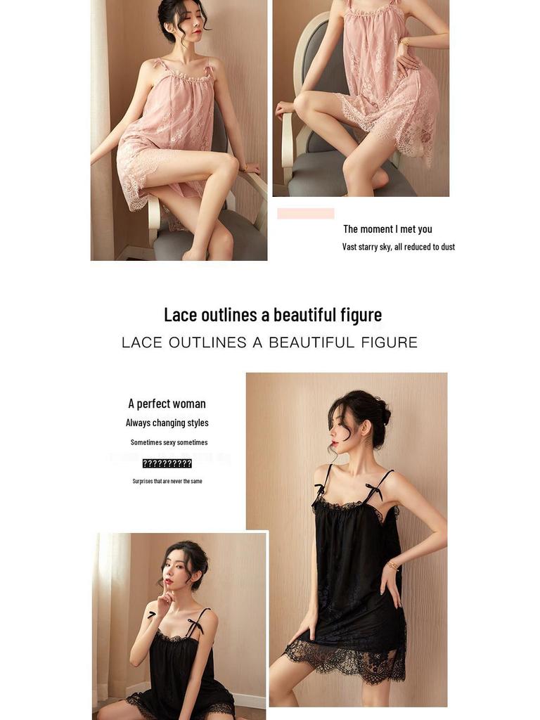 Seductive Backless Lace Camisole Nightgown