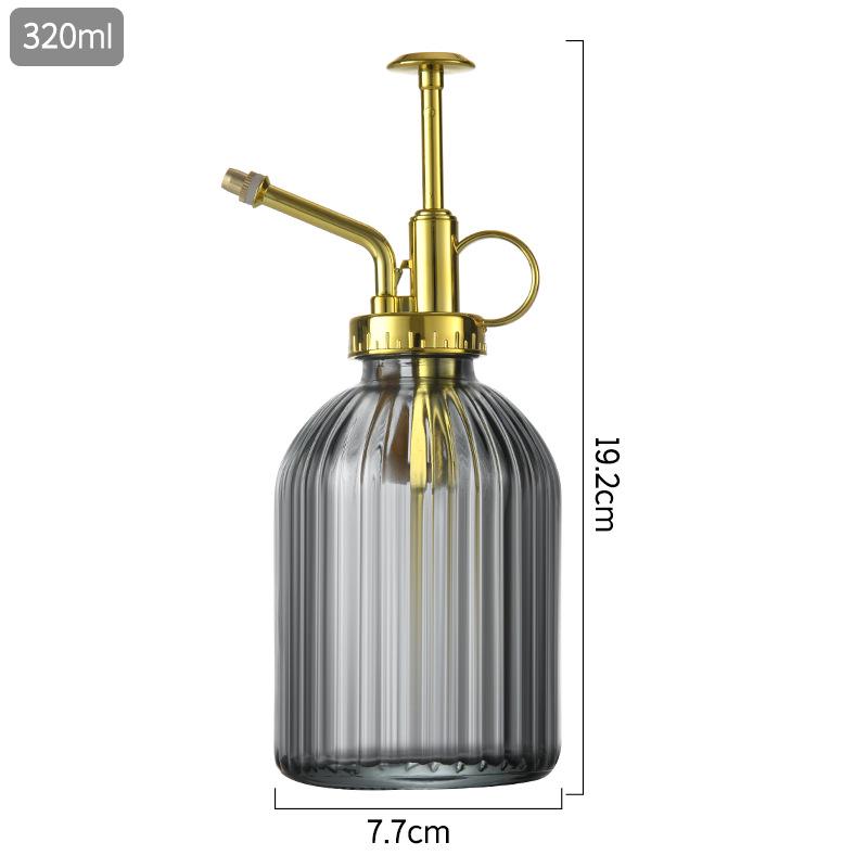 Creative Hand-Press Glass Watering Spray Bottle with Vertical Stripe Design